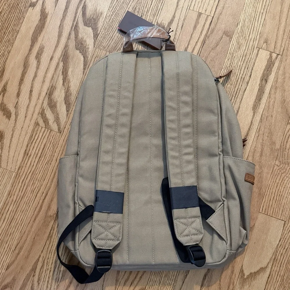 Baekgaard Ted Backpack Canvas Desert NWT Leather Trim Striped $118 MSRP